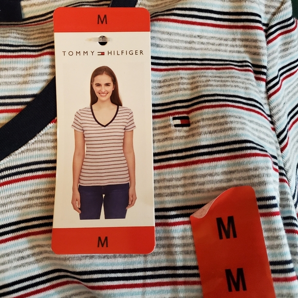 Tommy Hilfiger NWT Short Sleeve T-Shirt Ted, White. Blue, Gray Stripes S… - Picture 12 of 14